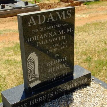 ADAMS George Henry 1934-1999 &amp; Johanna M.M. NIEUWOUDT 1922-1995