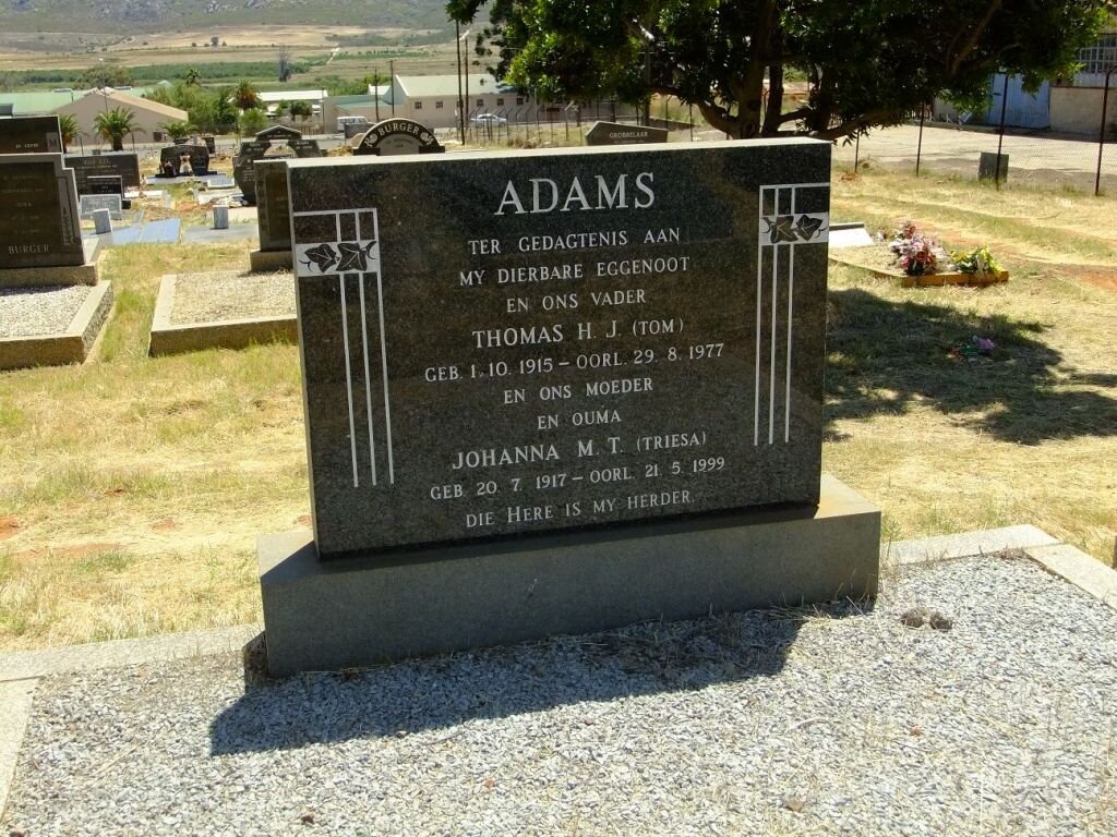 ADAMS Thomas H.J. 1915-1977 &amp; Johanna M.T. 1917-1999