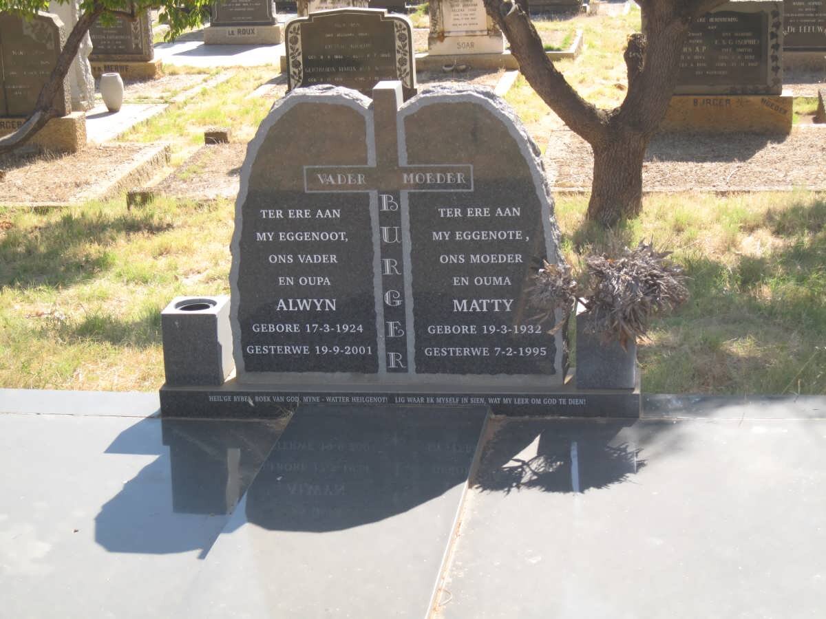BURGER Alwyn 1924-2001 &amp; Matty 1932-1995