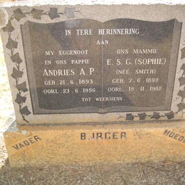 BURGER Andries A.P. 1893-1956 &amp; E.S.G. SMITH 1892-1982