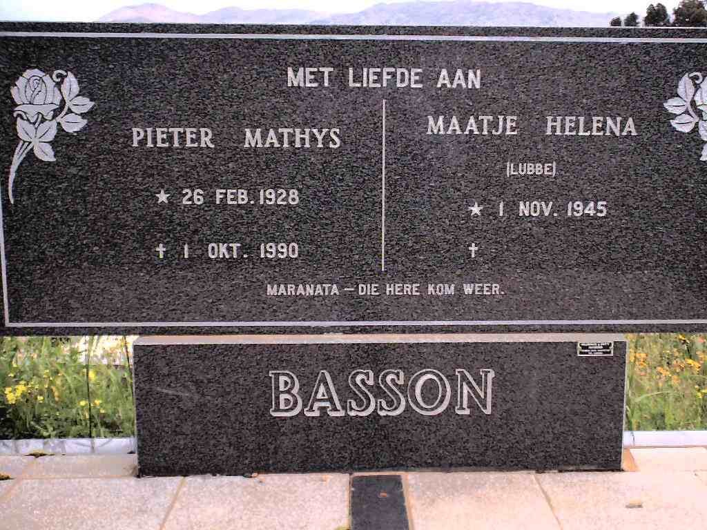 BASSON Pieter Mathys 1928-1990 &amp;  Maatje Helena LUBBE 1945-