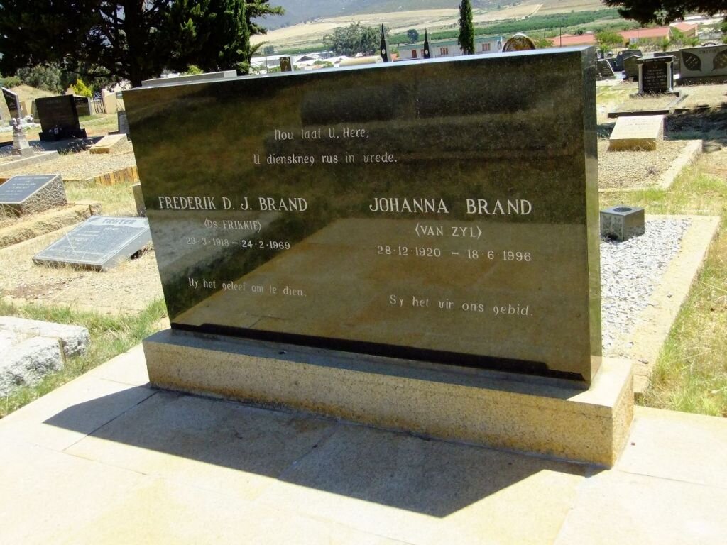 BRAND Frederik D.J. 1918-1969 &amp; Johanna VAN ZYL 1920-1996