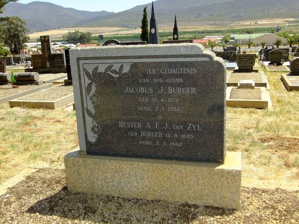BURGER Jacobus J. 1872-1932 &amp; Hester A.E.J. van Zyl BURGER 1885-1962
