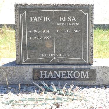 HANEKOM Fanie 1914-1998 &amp; Elsa BASSON 1908-