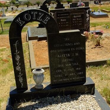 KOTZÉ Aletta J.M. nee VAN LILL 1891-1985