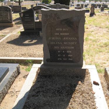 MUNDEY Jurgina Johanna Helena nee HANEKOM 1876-1964