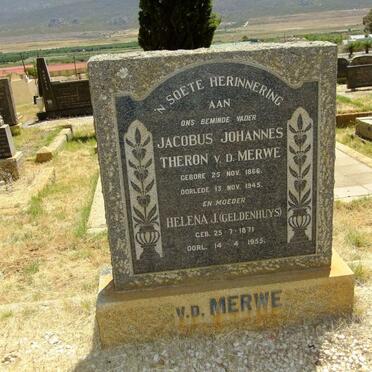 MERWE Jacobus Johannes Theron, v.d. 1866-1945 &amp; Helena J. GELDENHUYS 1871-1955