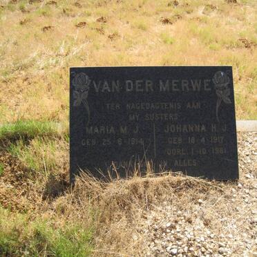 MERWE Maria M.J., van der 1914-  :: VAN DER MERWE Johanna H.J. 1917-19?1