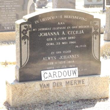 MERWE Alwyn Johannes, van der 1894-1970 &amp; Johanna A. Cecilia 1890-1966