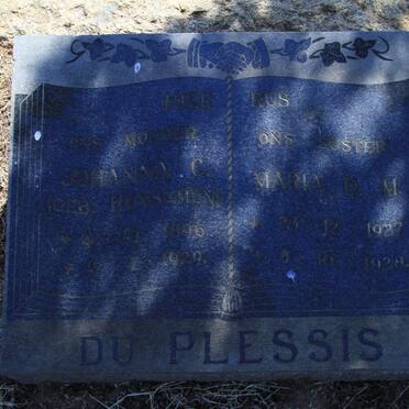 PLESSIS Johanna C., du nee HUYSAMEN 1896-1929 ::  DU PLESSIS Maria D.M. 1927-1928