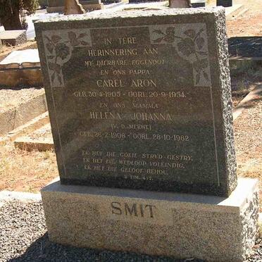 SMIT Carel Aron 1905-1954 &amp; Helena Johanna V.D. MERWE 1908-1982