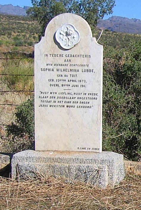 LUBBE Sophia Wilhelmina nee DU TOIT 1873-1911