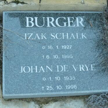 BURGER Izak Schalk 1927-1995 :: BURGER Johan de Vrye 1935-1996
