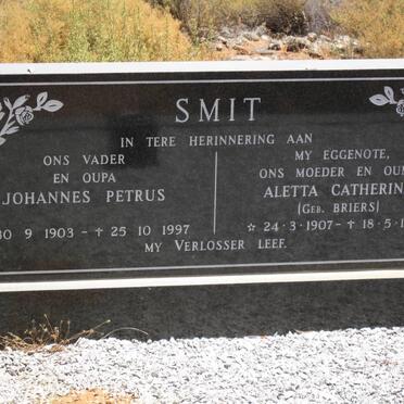 SMIT Johannes Petrus 1903-1997 &amp; Aletta Catherina BRIERS 1907-1982