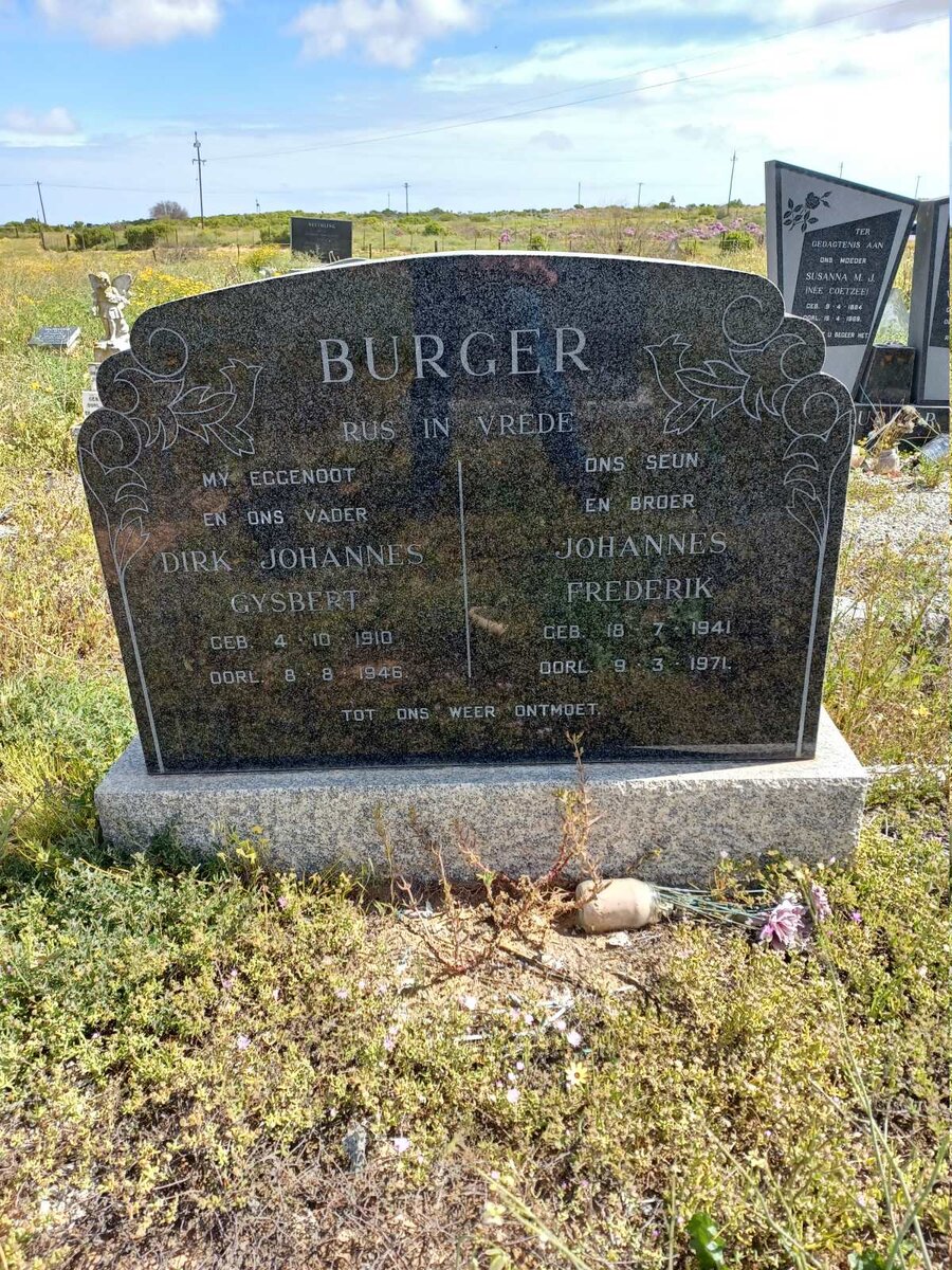 BURGER Dirk Johannes Gysbert 1910-1946 :: BURGER Johannes Frederik 1941-1971