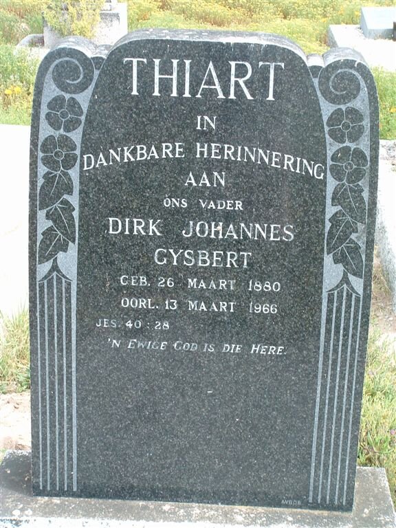 THIART Dirk Johannes Gysbert 1880-1966