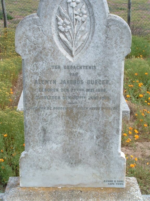 BURGER Alewyn Jakobus 1868-1903