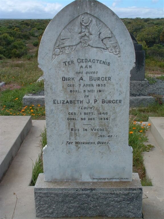 BURGER Dirk A. 1835-1911 &amp; Elizabeth J.P. LOUW 1845-1936