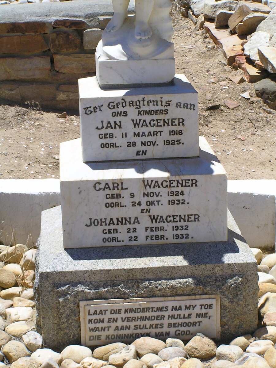 WAGENER Jan 1916-1925 :: WAGENER Carl 1924-1932 :: WAGENER Johanna 1932-1932