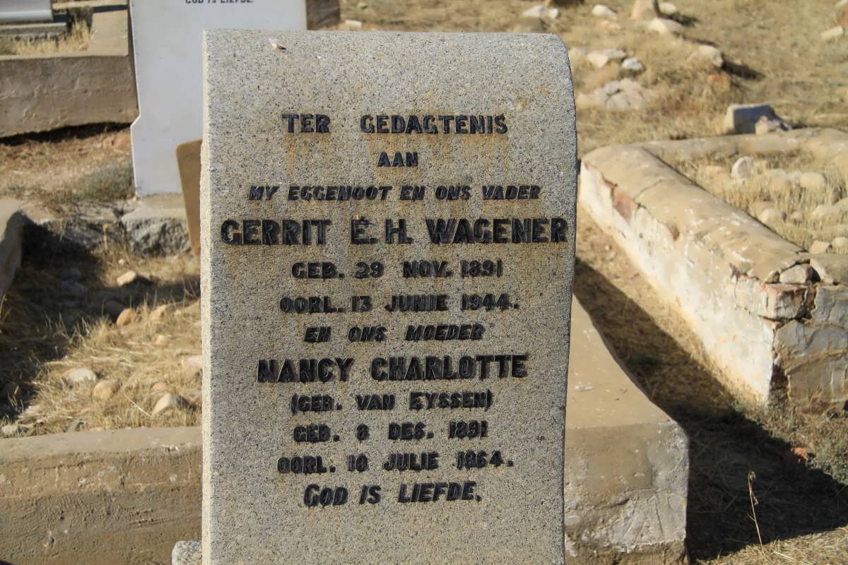 WAGENER Gerrit E.H. 1891-1944 &amp; Nancy Charlotte VAN EYSSEN 1891-1964