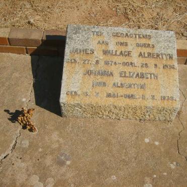 ALBERTYN James Wallace 1874-1936 &amp; Johanna Elizabeth ALBERTYN 1881-1938