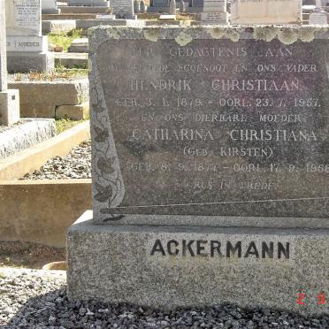 ACKERMAN Hendrik Christiaan 1879-1957 &amp; Catharina Christina KIRSTEN 1877-1958