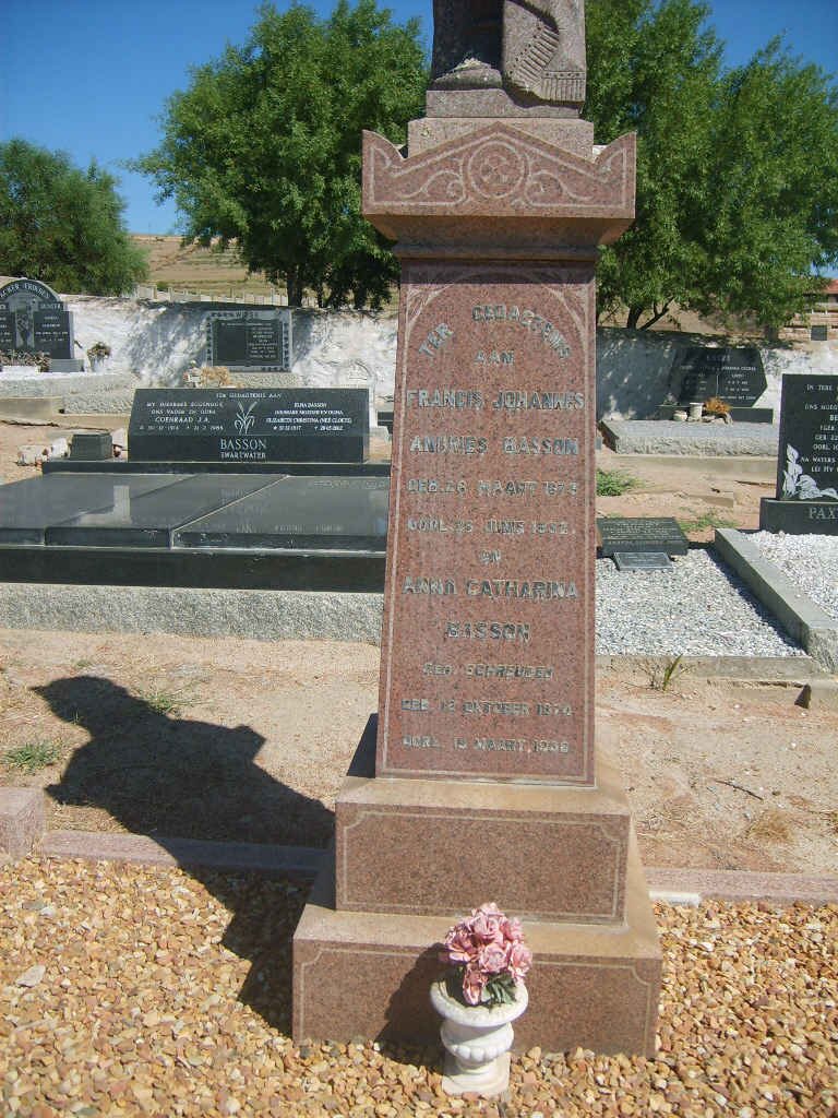 BASSON Francis Johannes Andries 1873-1937 &amp; Anna Catharina SCHREUDER 1870-1936