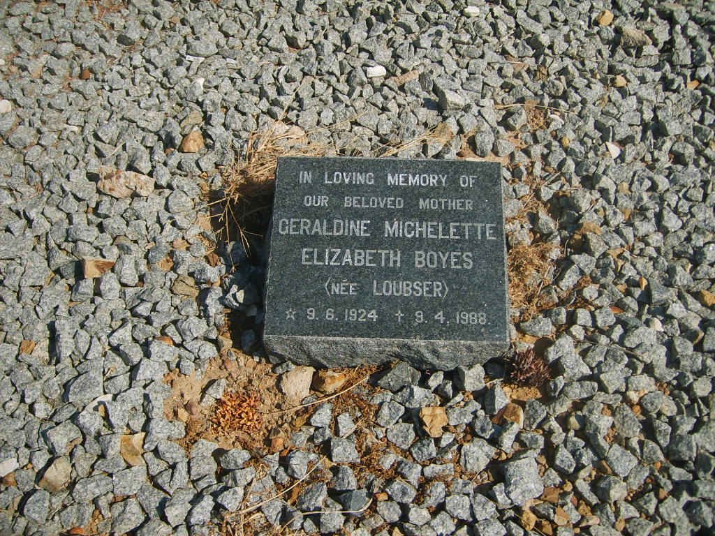 BOYES Geraldine Michelette Elizabeth nee LOUBSER 1924-1988