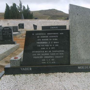 CRONJE Francois Johannes 1917-1978 &amp; Frederika J.J. VAN WYK 1921-1977