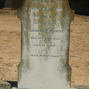 DUCKITT Jacob V.R. -1892 &amp; Johanna F. -1934