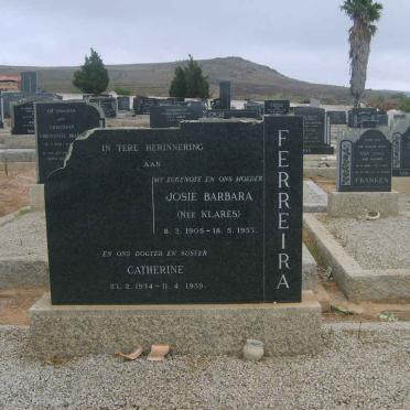 FERREIRA Josie Barbara nee KLARES 1905-1957 :: FERREIRA Catharine 1934-1959