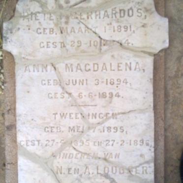 LOUBSER Pieter Gerhardus 1891-1894 :: LOUBSER Anna Magdalena 1894-1894 :: LOUBSER 1895-1895 :: LOUBSER 1895-1896