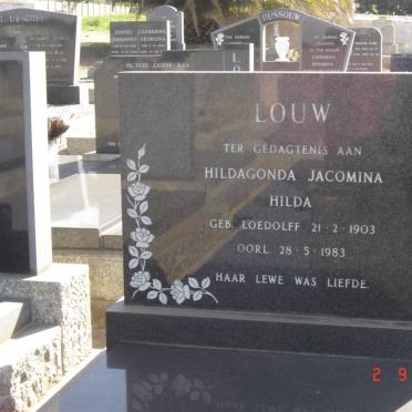 LOUW Hildagonda Jacomina Hilda nee LOEDOLFF 1903-1983