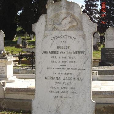 MERWE Roelof Johannes, van der &amp; Adriana Jacomina RUST 1885-1960