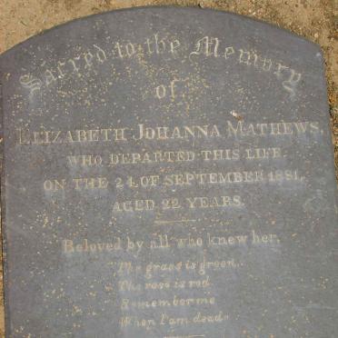 MATHEWS Elizabeth Johanna -1881