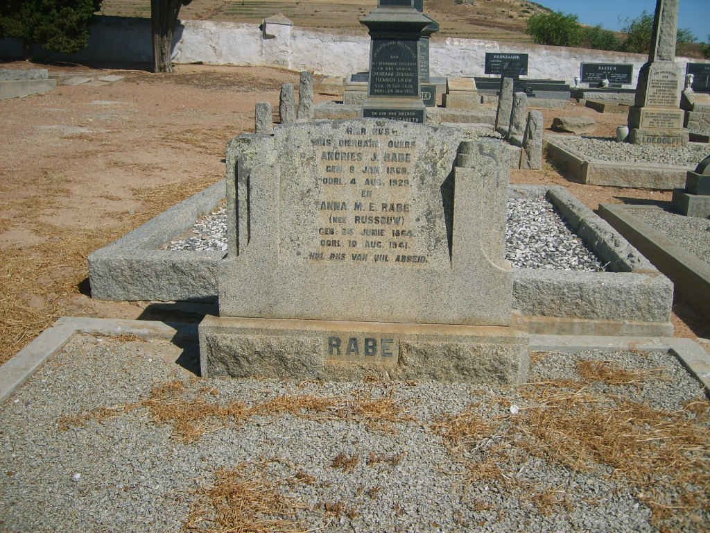 RABE Andries J. 1860-1929 &amp; Anna M.E. RUSSOUW 1864-1941