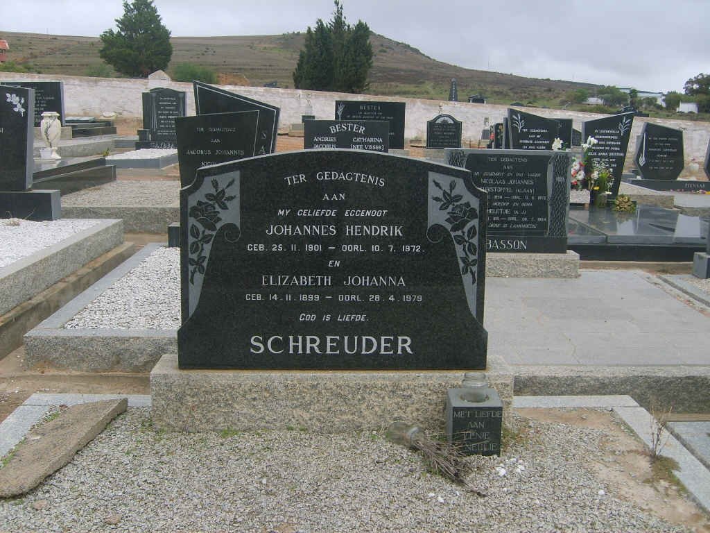 SCHREUDER Johannes Hendrik 1901-1972 &amp; Elizabeth Johanna 1899-1979