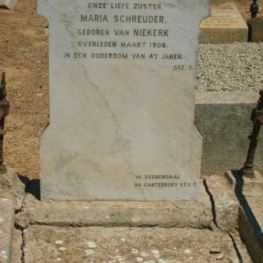 SCHREUDER Maria nee VAN NIEKERK -1908