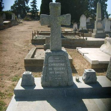 VILLIERS Christine, de nee BASSON 1921-1998