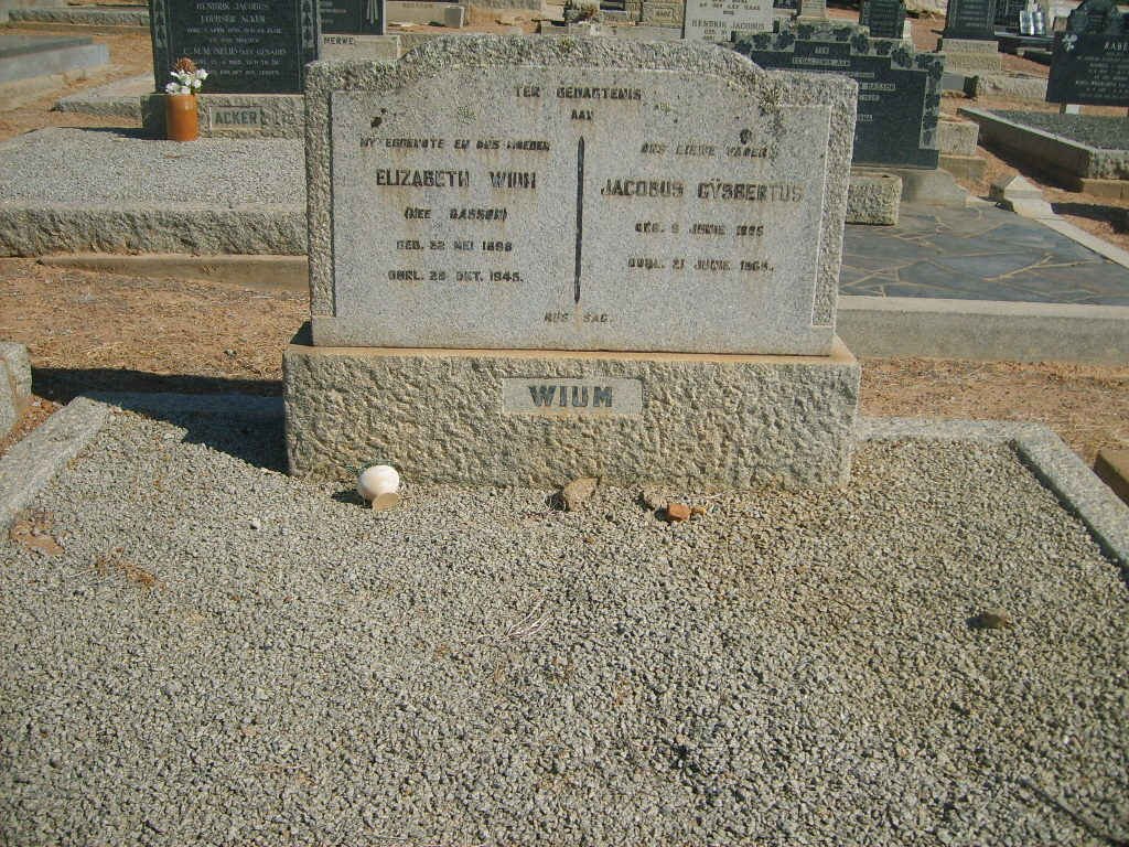 WIUM Jacobus Gysbertus 1895-1968 &amp; Elizabeth BASSON 1898-1945