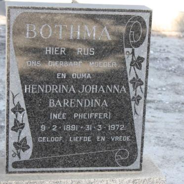 BOTHMA Hendrina Johanna Barrendina nee PHEIFFER 1891-1972