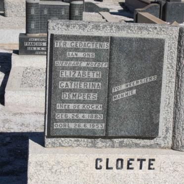 CLOETE Elizabeth Catherina Dempers nee DE KOCK 1883-1953