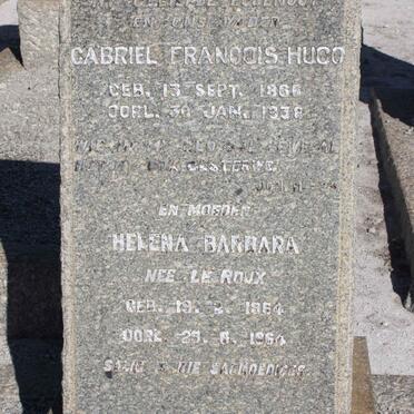 HUGO Gabriel Francois 1866-1938 &amp; Helena Barbara LE ROUX 1864-1964