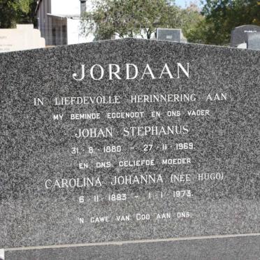 JORDAAN Johan Stephanus 1880-1969 &amp; Carolina Johanna HUGO 1883-1973