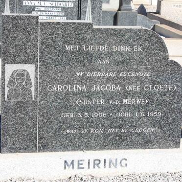 MEIRING Carolina Jacoba nee CLOETE 1906-1959