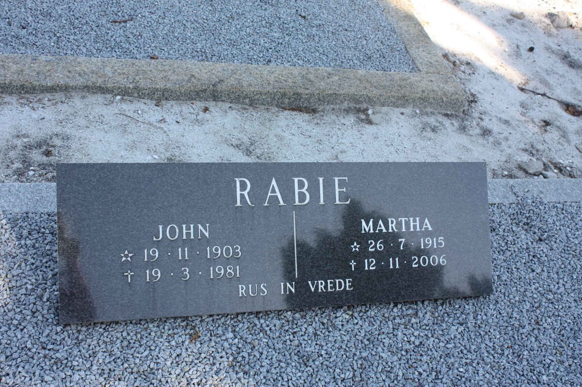 RABIE John 1903-1981 &amp; Martha 1915-2006