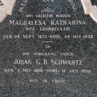 SCHWARTZ Johan G.B. 1860-1950 &amp; Magdalena Katharina GROBBELAAR 1872-1938