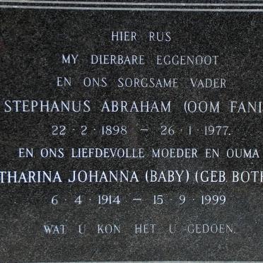 SCHWARTZ Stephanus Abraham 1898-1977 &amp; Catharina Johanna BOTHMA 1914-1999