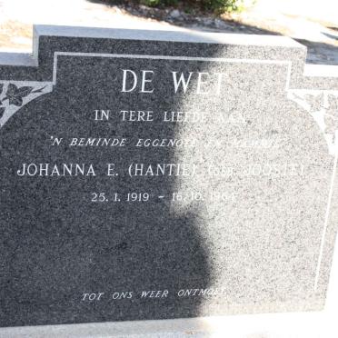 WET Johanna E., de nee JOOSTE 1919-1964