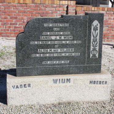 WIUM Daniel J.M. 1862-1964 &amp; Alida M. VILJOEN 1870-1940
